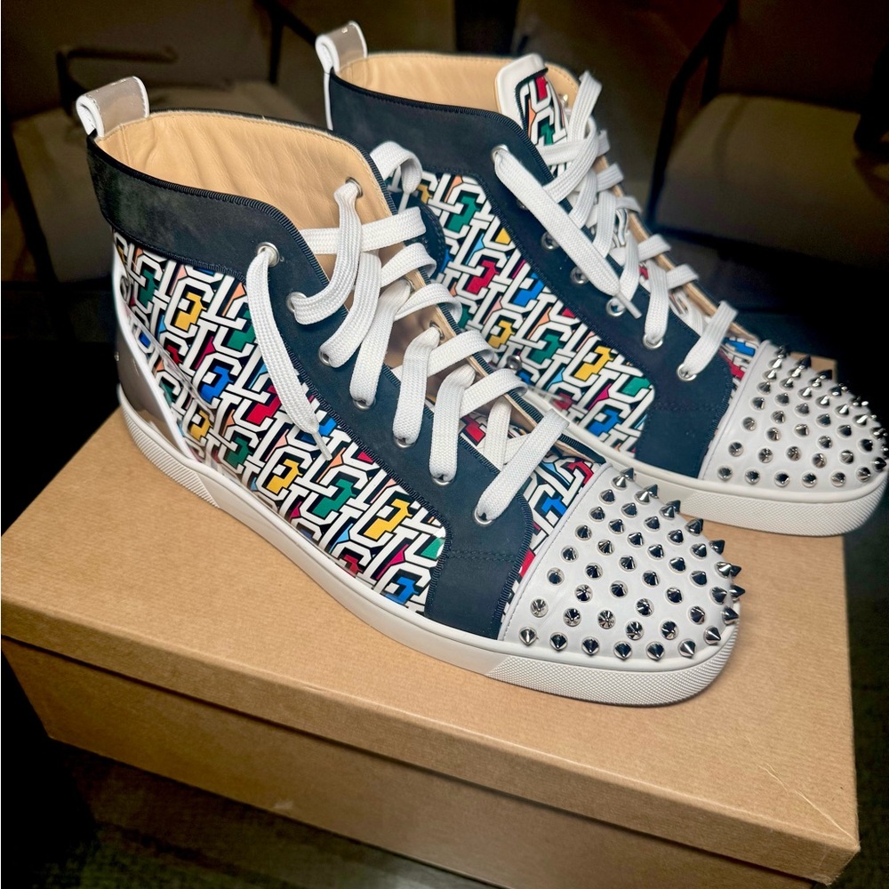 Christian Louboutin Multicolor Studded High-Top Sneakers